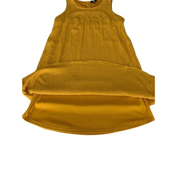 A&I Sleeveless Mustard Yellow Crinkle Texture Summer Dress Small - Picture 9 of 12